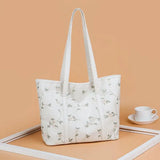 Floral Embroidery PU Leather Shoulder Bag Large Capacity Totes