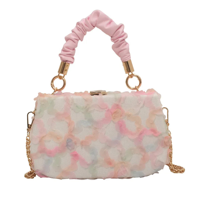 Lace Girls Cross Body Shoulder Box Bag Pu Chain Wedding
