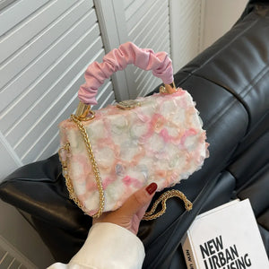 Lace Girls Cross Body Shoulder Box Bag Pu Chain Wedding