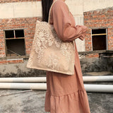 Embroidered Hollow Out Lace Tote Bag Women Shoulder Bag