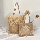 Embroidered Hollow Out Lace Tote Bag Women Shoulder Bag