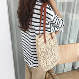 Embroidered Lace Tote Bag Shoulder Handbag Large Capacity Beach Bucket Bag