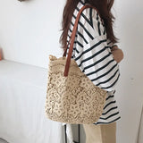 Embroidered Lace Tote Bag Shoulder Handbag Large Capacity Beach Bucket Bag