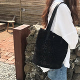 Embroidered Lace Tote Bag Shoulder Handbag Large Capacity Beach Bucket Bag