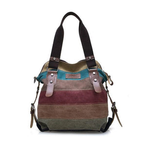 Ladies Rainbow Purse Pouch Canvas Bag Women Handbag Patchwork Casual Shoulder Ba