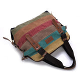 Ladies Rainbow Purse Pouch Canvas Bag Women Handbag Patchwork Casual Shoulder Ba