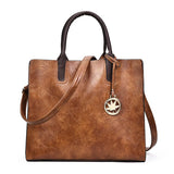 Women's Retro PU Leather Tote Shoulder Bag 3 Pcs Set Handbags