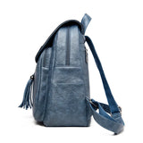 Leather Women Backpack Tassel School Bags Teenage Girls Sac A Dos