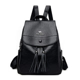 Leather Women Backpack Tassel School Bags Teenage Girls Sac A Dos