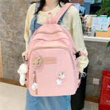 Ladies Backpack Campus Style Solid Teen Boys Girls Harajuku Students Schoolbags