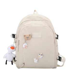 Ladies Backpack Campus Style Solid Teen Boys Girls Harajuku Students Schoolbags