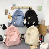Ladies Backpack Campus Style Solid Teen Boys Girls Harajuku Students Schoolbags