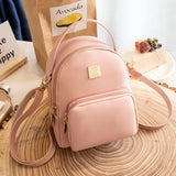 Ladies Backpack PU Pikawai Backpack Small School Bag Girls Pure mochila