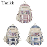 Plaid Print Double Shoulder Backpack