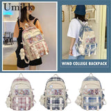 Plaid Print Double Shoulder Backpack