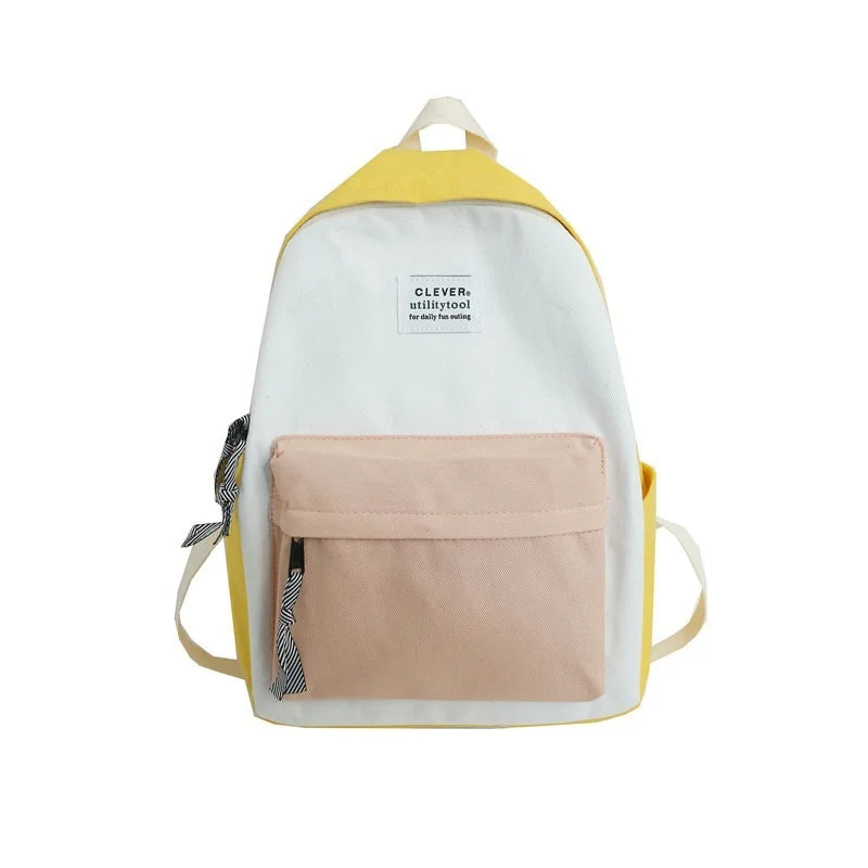 Women Contrast Preppy Style Backpack for College