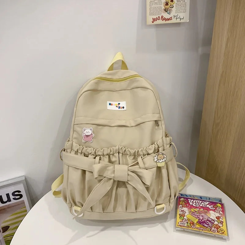 Japanese Bowknot Women's Backpack College Style Student Schoolbag