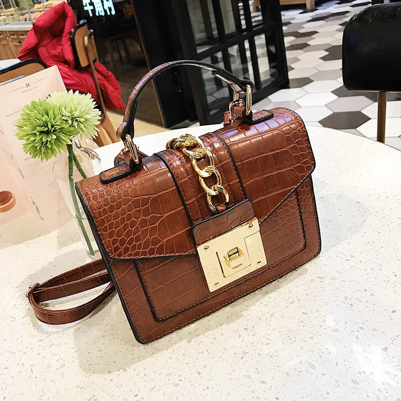 Crocodile Leather Shoulder Messenger Bag Handbag