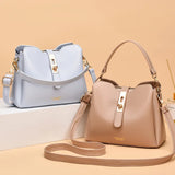 Spring Soft Leather Bucket Bag Lock Single Shoulder Messenger Bag