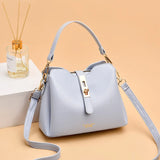 Spring Soft Leather Bucket Bag Lock Single Shoulder Messenger Bag