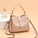Spring Soft Leather Bucket Bag Lock Single Shoulder Messenger Bag