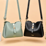 Spring Soft Leather Bucket Bag Lock Single Shoulder Messenger Bag