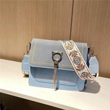 Women's Broadband Shoulder Small Square Bags Cat Tassel Messenger Bag