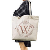 Women's Feather Wreath Tote Bag Letter Print Shoulder Handbag