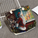 Santa Claus Printed Big Tote Bag Eco Reusable Shopping Handbag for Women