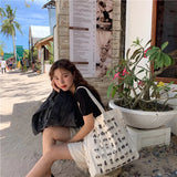 Canvas Shoulder Bag Retro Camera Print Shopping Bag School Eco Handbag