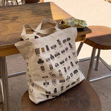 Canvas Shoulder Bag Retro Camera Print Shopping Bag School Eco Handbag