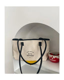 Retro Canvas Shoulder Bag with PU Stitching for Women