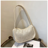 Vintage Canvas Underarm Bag Zipper Clutch Purse Small Handbags