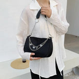 Women's Casual Nylon Shoulder Bag with Zipper - Small Handbag