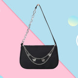 Casual Nylon Shoulder Bag with Butterfly Chain