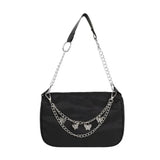 Women's Casual Nylon Shoulder Bag with Zipper - Small Handbag
