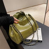 Retro Casual Shoulder Bag with Chain Large Capacity Messenger Bag
