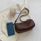 Women's Leather Shoulder Bag Autumn/Winter Solid Color Pillow Bag