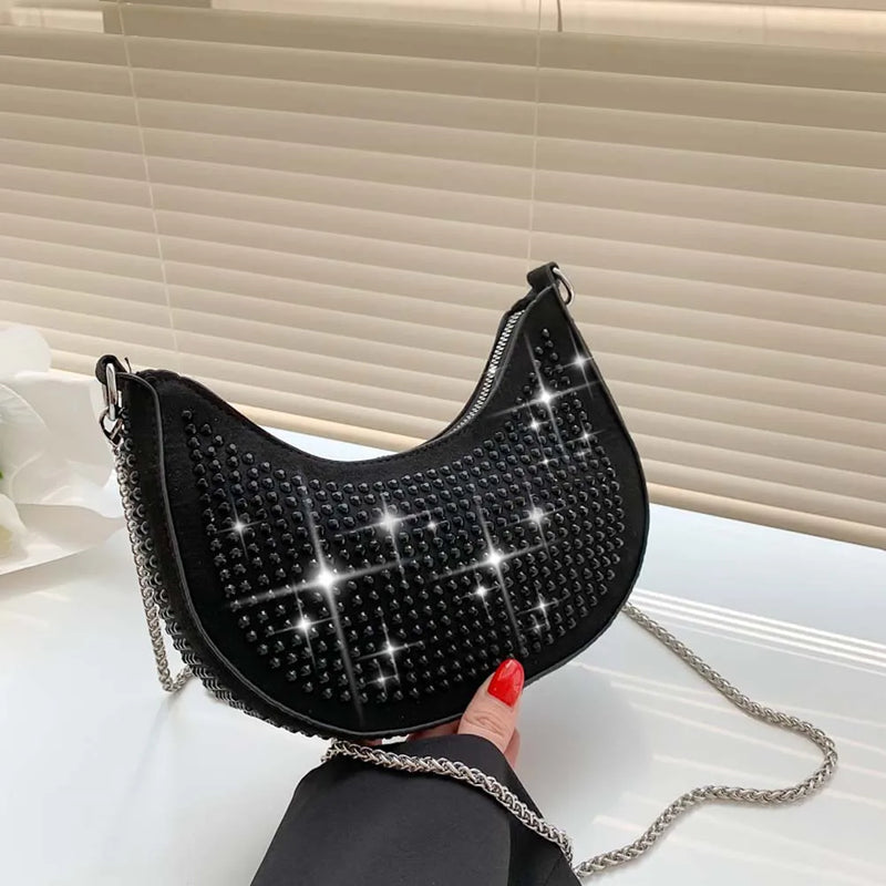 Chain Shoulder Underarm Bags Rhinestone Women Handbags Small Crossbody Bags