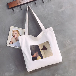Canvas Tote Bag Cotton Shopping Travel Women Folding Shoulder Shopper Bags