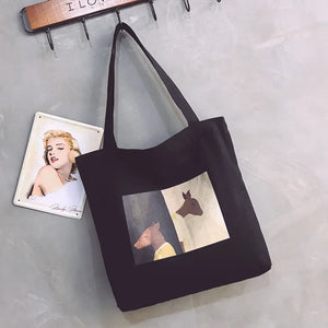 Canvas Tote Bag Cotton Shopping Travel Women Folding Shoulder Shopper Bags