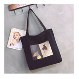 Canvas Tote Bag Cotton Shopping Travel Women Folding Shoulder Shopper Bags