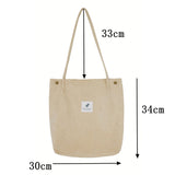 Women Corduroy Shoulder Bag Casual Large Capacity Canvas Handbag