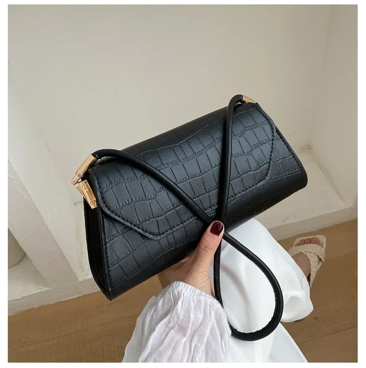 Women's Crocodile Leather Shoulder Bag French Pack Thin Handbag