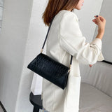 Women's Crocodile Leather Shoulder Bag French Pack Thin Handbag