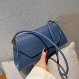 Women's Crocodile Leather Shoulder Bag French Pack Thin Handbag