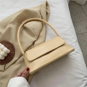 Crocodile Pattern Shoulder Bag Retro Pu Underarm Female Handbag