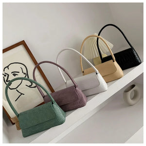 Crocodile Pattern Shoulder Bag Retro Pu Underarm Female Handbag