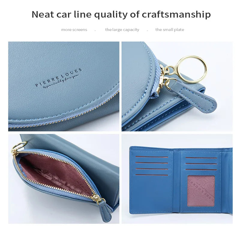 Ladies PU Leather Multifunctional Wallet with Zipper Buckle