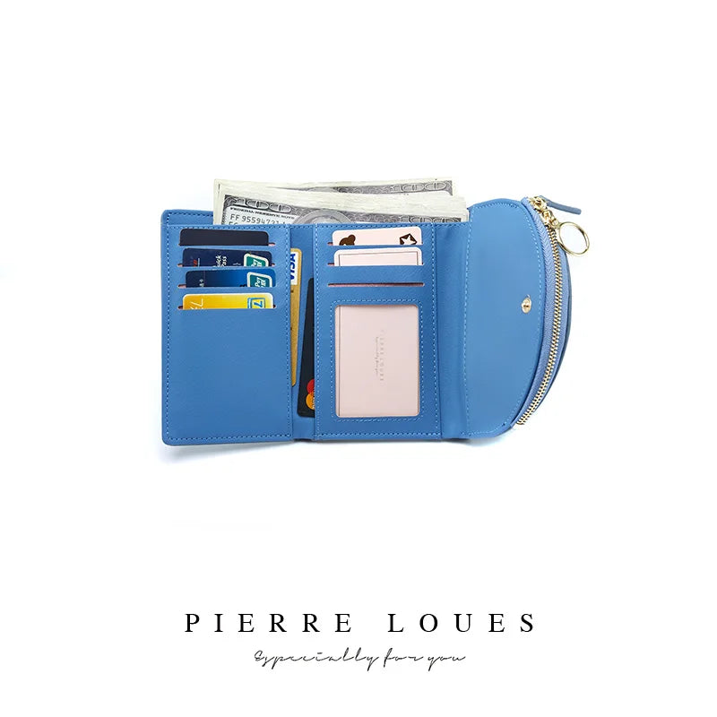 Ladies PU Leather Multifunctional Wallet with Zipper Buckle